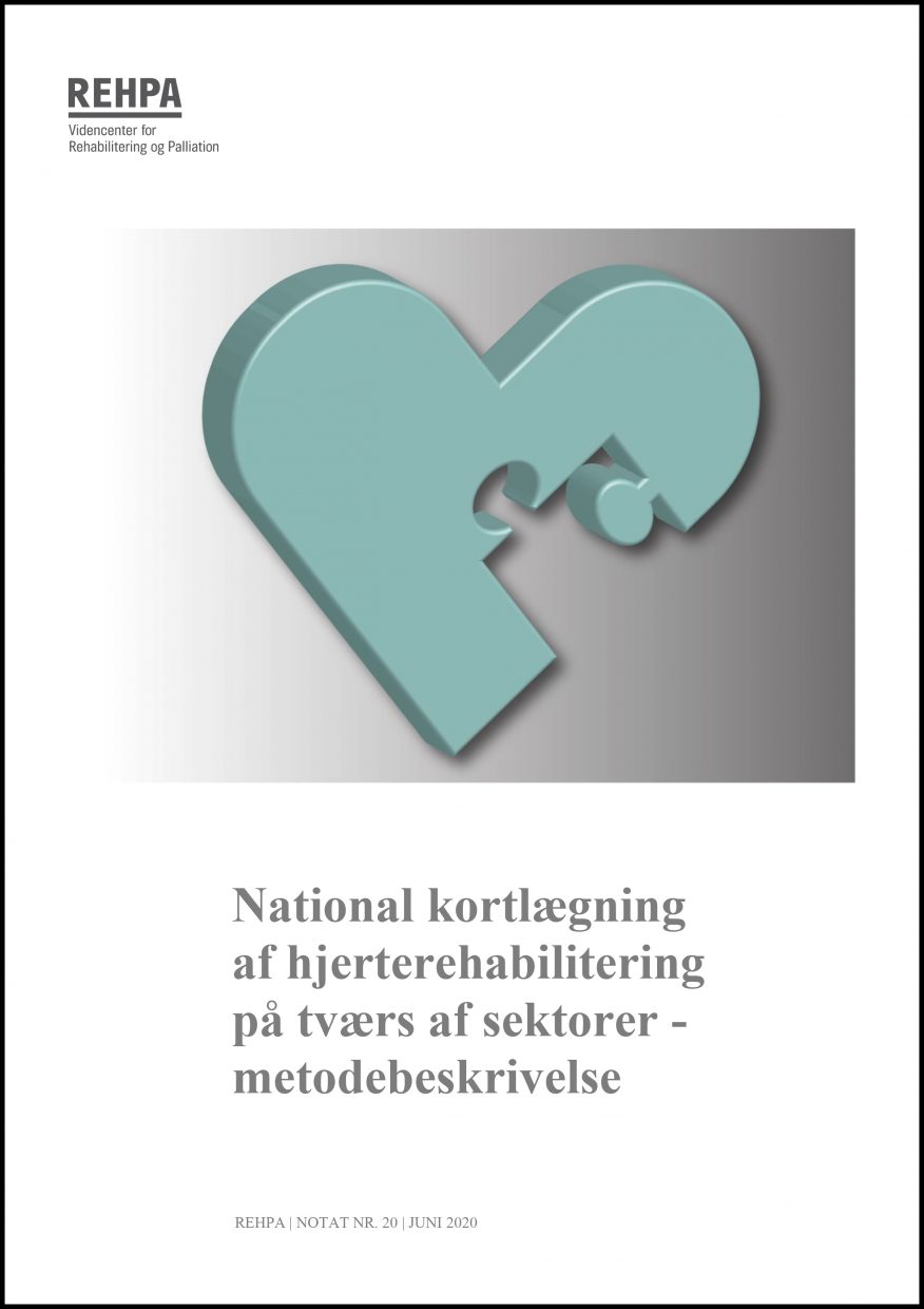 Forside af REHPA-notat nr. 20, 2020 - National kortlægning af hjerterehabilitering på tværs af sektorer - metodebeskrivelse