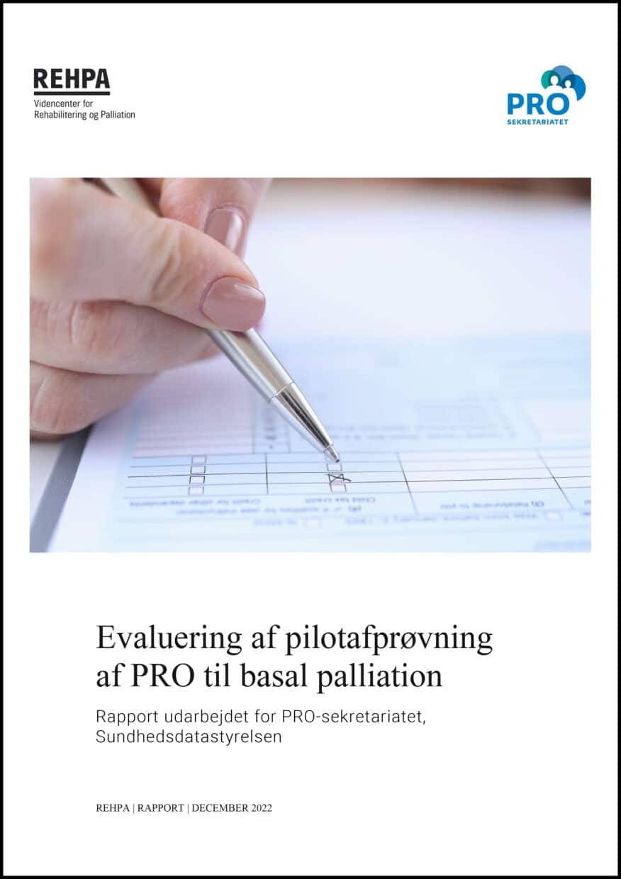 Forside af rapporten Evaluering af pilotafprøvning af PRO til basal palliation