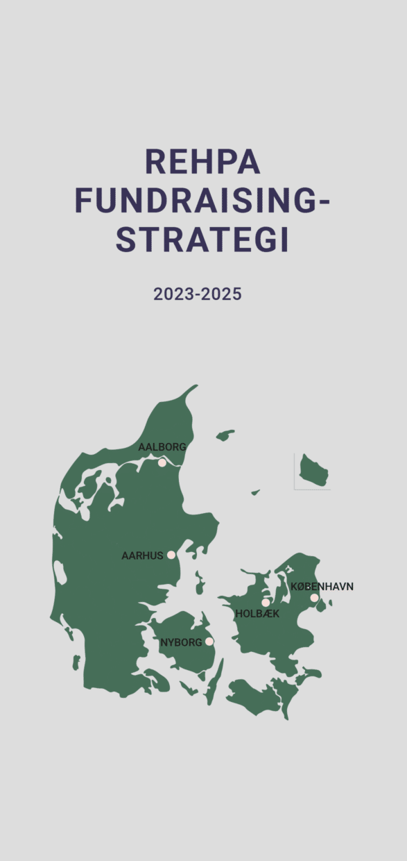 Forside af folderversionen af REHPA Fundraisingstrategi 2023-2025