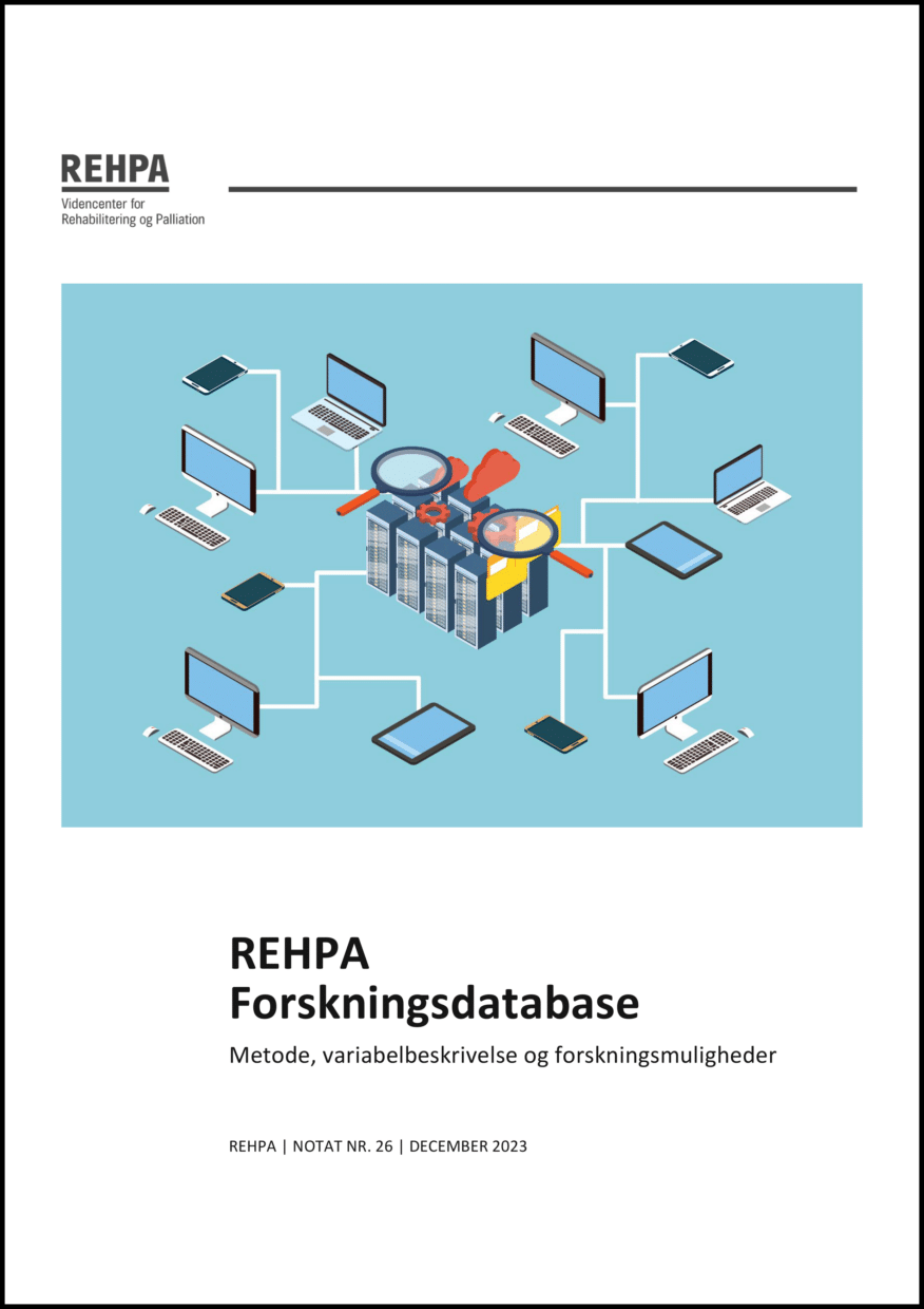 Forside af REHPA-notat nr. 26, 2023 - REHPA Forskningsdatabase. Metode, variabelbeskrivelse og forskningsmuligheder