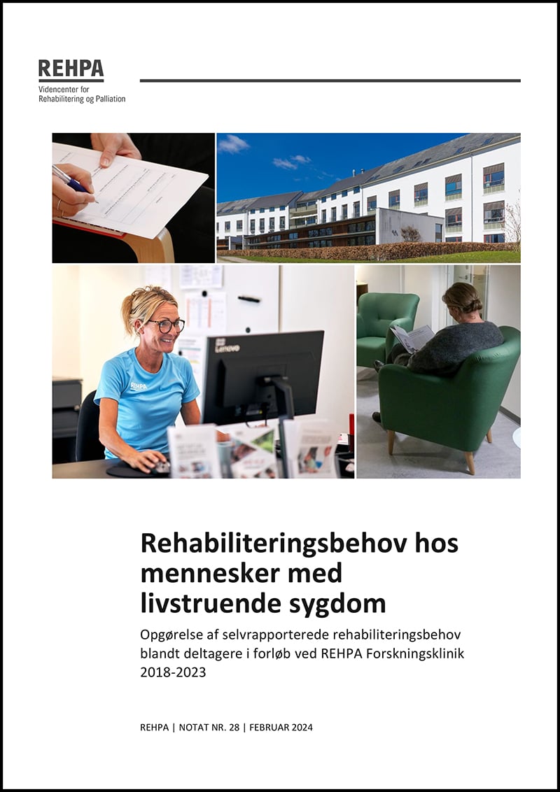 Forside af REHPA-notat nr. 28: Rehabiliteringsbehov hos mennesker med livstruende sygdom