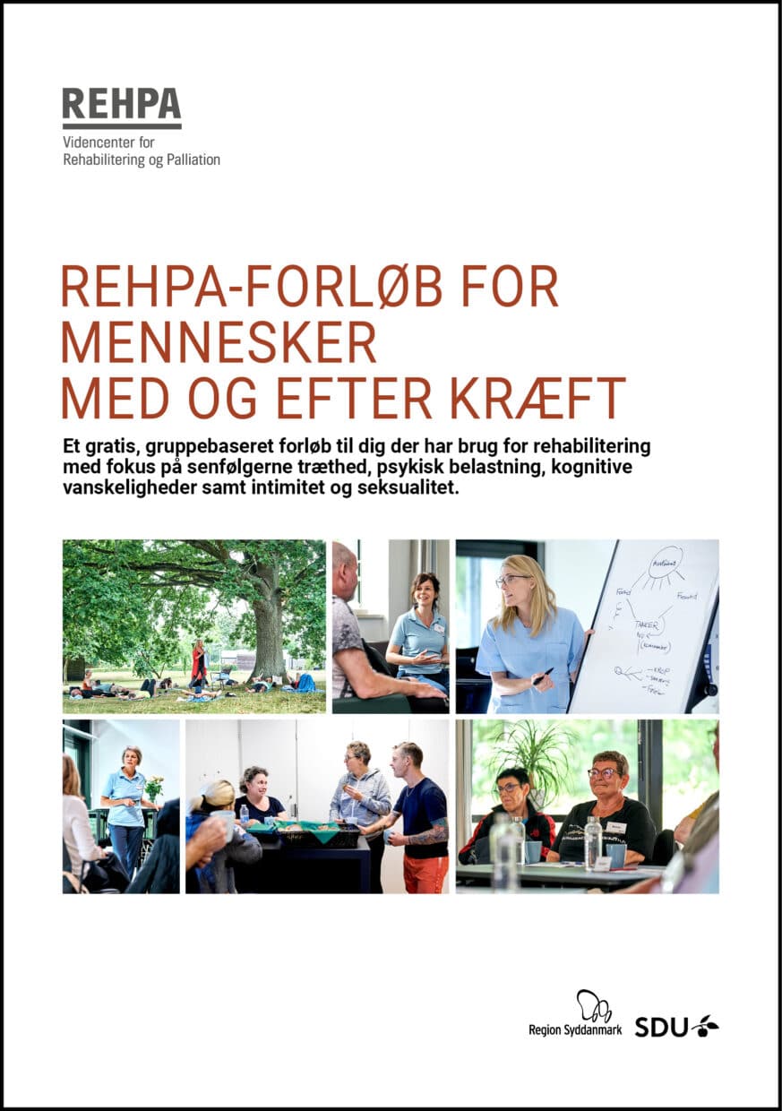 Forside af pjecen om REHPA-forløb for mennesker med og efter kræft med fokus på 4 generelle senfølger
