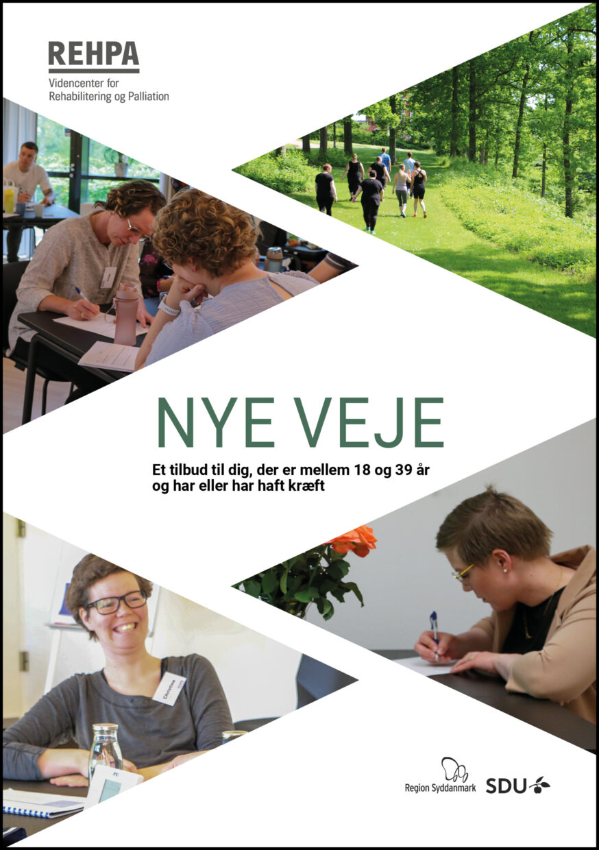 Forside af pjece om REHPA-forløbet 'Nye veje' for unge voksne med og efter kræft