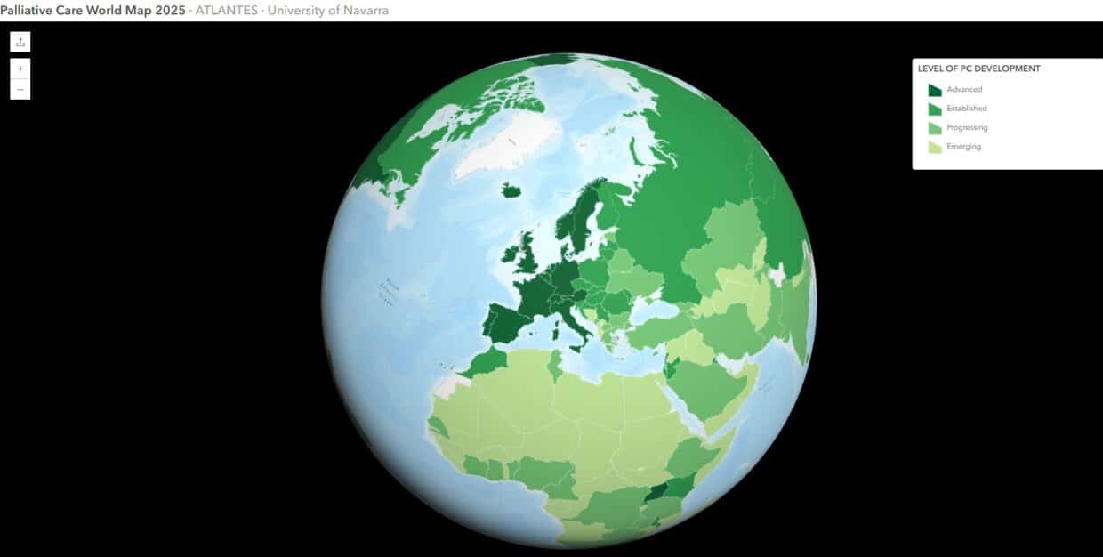 Det interaktive verdenskort 'Palliative Care World Map 2025'